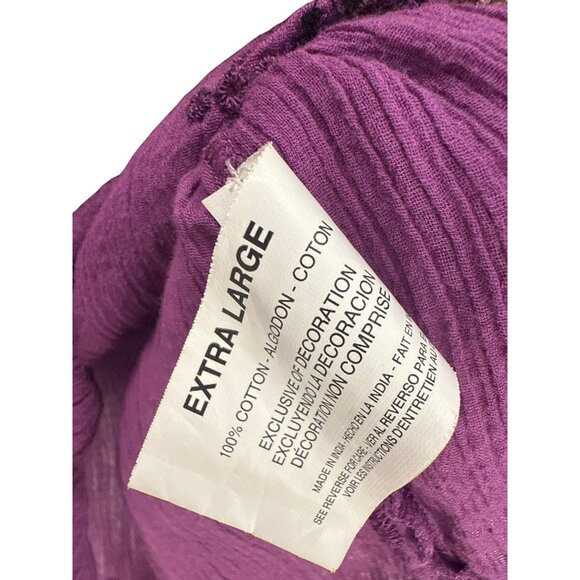 Nine West Vintage Boho Blouse Purple Embroidered XL Cotton Top - Picture 7 of 9